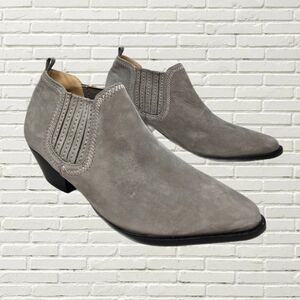 Schutz Womens Sz 7.5B Gray Suede Western Rodeo Cowgirl Boots Pointed Toes